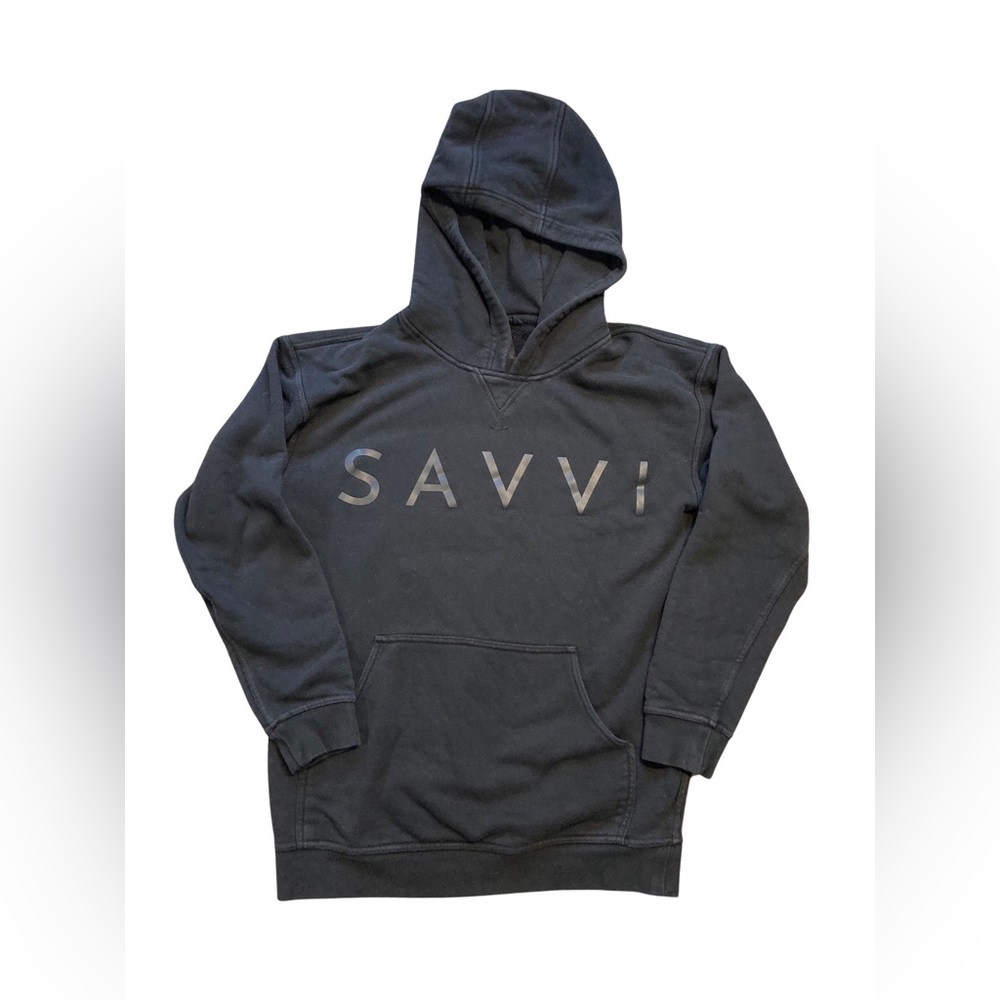 Savvi Women’s Black Logo Hoodie Size Large Pullover
